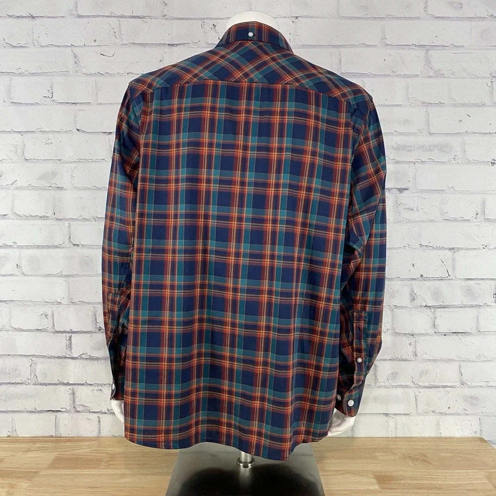 Duluth Shirt Men's Large Long Sleeve Blue Plaid Duluth‎ Untucked Nylon Stretch - Picture 5 of 12